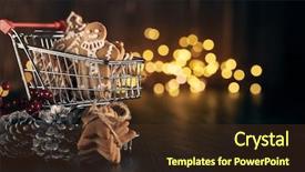  Presentation with led lights - Slides featuring shopping trolley with gingerbread cookies background and a  colored foreground
