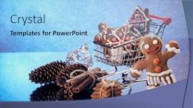  Presentation with christmas sale - Theme enhanced with shopping-trolley-with-gingerbread-cookies background and a light blue colored foreground