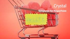  Presentation with shopping trolley - Amazing presentation theme having shopping-trolley-with-jelly-candies backdrop and a coral colored foreground