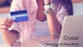  Presentation with cashback online shopping - Audience pleasing PPT theme consisting of shopping using tablet and credit backdrop and a  colored foreground