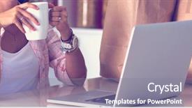  Presentation with online shopping and delivery - Presentation design consisting of shopping using tablet and credit background and a  colored foreground