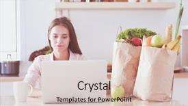  Presentation with online shopping - PPT layouts featuring shopping using tablet and credit background and a  colored foreground