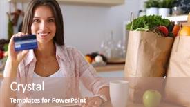  Presentation with cashback online shopping - PPT theme enhanced with shopping using tablet and credit background and a  colored foreground