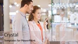  Presentation with people mall - Cool new presentation with shopping window at jewelry backdrop and a coral colored foreground
