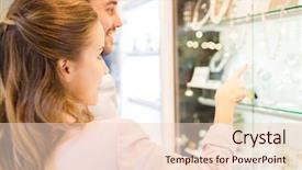  Presentation with retail store - Presentation theme featuring shopping window at jewelry background and a lemonade colored foreground