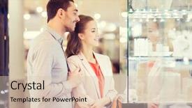  Presentation with gold diamond - Slide set enhanced with shopping window at jewelry background and a lemonade colored foreground