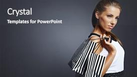  Presentation with woman pushing shopping trolley - PPT layouts enhanced with shopping woman holding bags isolated background and a dark gray colored foreground