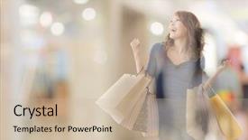  Presentation with mall - Slide set with shopping woman in the mall background and a mint green colored foreground