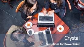  Presentation with cafe - Colorful theme enhanced with shopping working - overhead view of three business backdrop and a ocean colored foreground