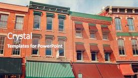  Presentation with street - PPT theme enhanced with shops along main street galena background and a coral colored foreground