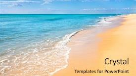  Presentation with footprints and sand beach - Audience pleasing PPT layouts consisting of shore - sand beach with surf water backdrop and a lemonade colored foreground
