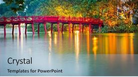  Presentation with hanoi - Colorful slide set enhanced with shore and the jade backdrop and a light blue colored foreground