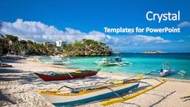  Presentation with boracay beach - Theme featuring shore at bulabog beach boracay background and a teal colored foreground