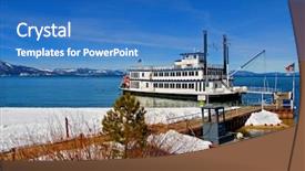  Presentation with cruise ship - Amazing presentation theme having shore in lake tahoe backdrop and a teal colored foreground