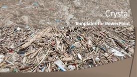  Presentation with plastic waste - Colorful theme enhanced with shore non- biodegradable waste backdrop and a gray colored foreground
