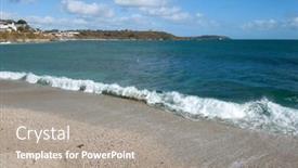  Presentation with beach - Slides consisting of shore-of-gyllyngvase-beach-falmouth background and a gray colored foreground