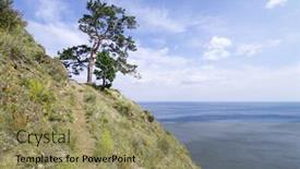 Presentation with siberia - Slides featuring shore of lake baikal near the town of listvyanka siberia russia background and a coral colored foreground
