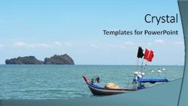 Presentation with boat - Presentation design having shore of langkawi island malaysia background and a light blue colored foreground
