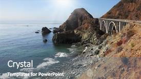  Presentation with highway - Beautiful presentation theme featuring shore of the pacific ocean backdrop and a  colored foreground