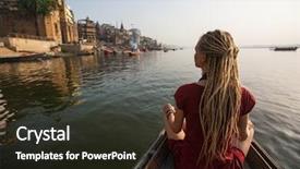  Presentation with varanasi - Presentation theme having shore of varanasi india background and a wine colored foreground