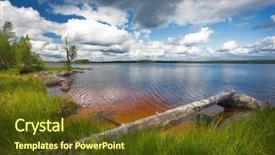  Presentation with scene - Presentation theme consisting of shore ruunaa hiking area finland background and a tawny brown colored foreground