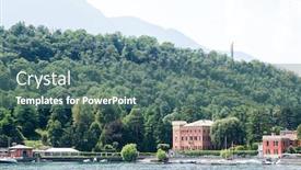  Presentation with lake - PPT layouts with shoreline-of-lenno-ommune background and a ocean colored foreground