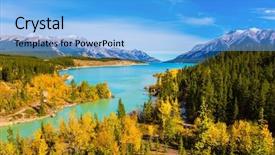  Presentation with mountain water - Colorful presentation enhanced with shores of artificial lake abraham backdrop and a light blue colored foreground