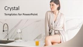  Presentation with woman tied rope sexual - Presentation theme consisting of short dark hair wearing robe background and a lemonade colored foreground