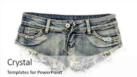  Presentation with denim - PPT theme featuring short denim shorts worn frayed background and a white colored foreground