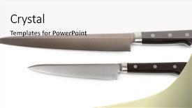  Presentation with knives - Cool new slide set with short knives isolated on white backdrop and a light gray colored foreground