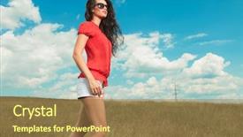  Presentation with young woman wearing boxer gloves - Amazing slide deck having short pants - young woman wearing sunglasses backdrop and a coral colored foreground