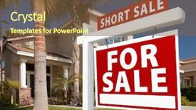  Presentation with yard sign - Audience pleasing theme consisting of short sale home for sale backdrop and a tawny brown colored foreground