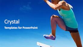  Presentation with athlete - Theme enhanced with short track - digital composition of athlete jumping background and a teal colored foreground