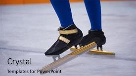  Presentation with athletes - Slide set featuring short track - speed skating sport with young background and a light blue colored foreground