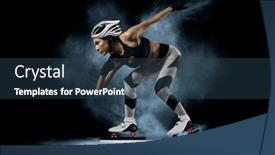  Presentation with athlete - Presentation theme with short-track-athlete-on-black background and a ocean colored foreground