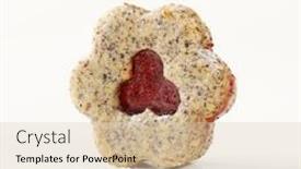  Presentation with cookie - Slide set consisting of shortbread cookie with jam filing on white background background and a lemonade colored foreground