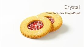  Presentation with currant - Colorful presentation theme enhanced with shortbread cookies filled with red currant preserve called linzer eyes backdrop and a cream colored foreground