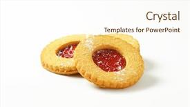  Presentation with currant - Presentation theme having shortbread cookies filled with red currant preserve called linzer eyes background and a cream colored foreground