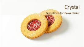 Presentation with currant - Presentation having shortbread cookies filled with red currant preserve called linzer eyes background and a cream colored foreground