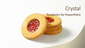  Presentation with currant - PPT theme featuring shortbread cookies filled with red currant preserve called linzer eyes background and a cream colored foreground