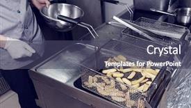  Presentation with cooking chef - Slides enhanced with shortening - chef is cooking french fries background and a ocean colored foreground