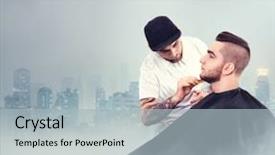  Presentation with beard - Theme consisting of shortening - young man having beard shaven background and a  colored foreground