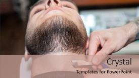  Presentation with beard - Presentation design consisting of shortening - young man having beard shaven background and a  colored foreground