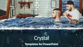  Presentation with barber - Slide deck featuring shortening - young man having hair dress background and a ocean colored foreground