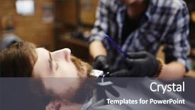  Presentation with barber - Beautiful PPT theme featuring shortening - young man having his beard backdrop and a  colored foreground