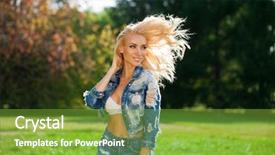  Presentation with jeans denim - Cool new presentation theme with shorts fashion model in jeans backdrop and a tawny brown colored foreground