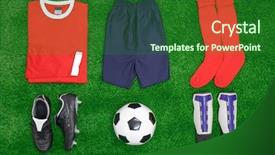  Presentation with socks - Presentation design having shorts socks boots shin pad background and a forest green colored foreground