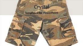  Presentation with military pattern - PPT theme with shorts with military pattern on white background background and a coral colored foreground