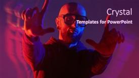  Presentation with idea light ball - Presentation theme consisting of shot-in-mixed-color-light background and a wine colored foreground