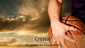  Presentation with golf player playing - Beautiful presentation theme featuring shot of a basketball player backdrop and a yellow colored foreground